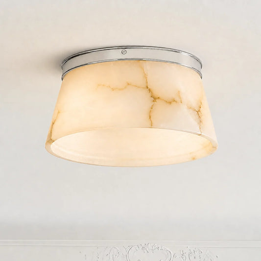 Modern Alabaster Round Flush Mount Ceiling Light