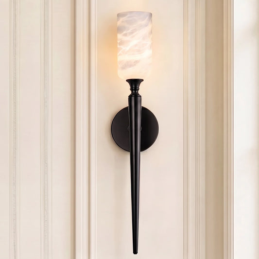 Modern Axis Long Cylinder Alabaster Wallchiere Light Fixture