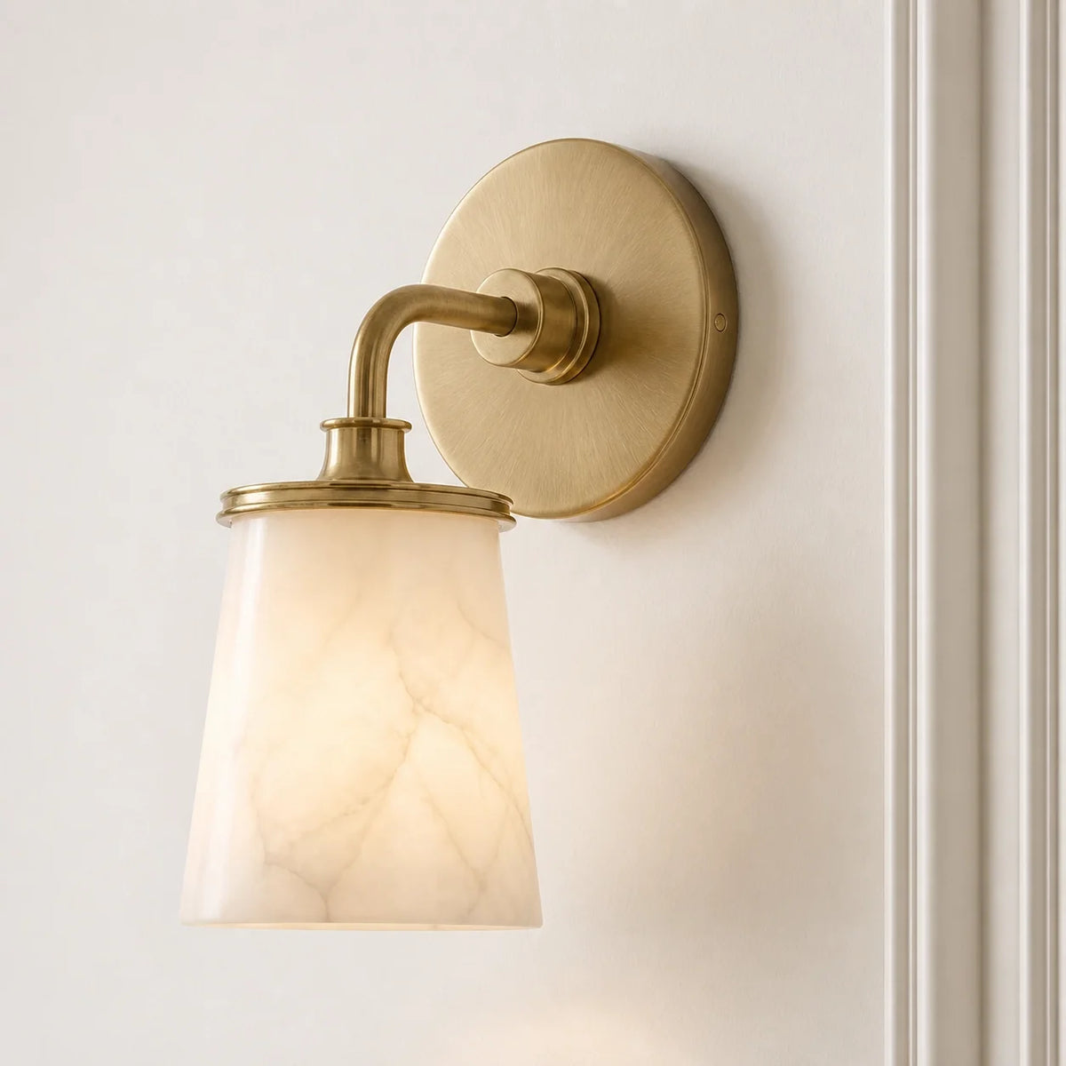 Modern classic alabaster brass wall light