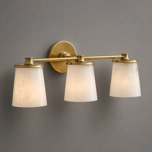 Modern Classic Alabaster Brass Wall Sconce