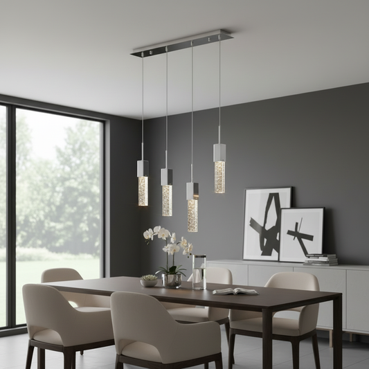 Modern Linear Crystal Rectangular Chandelier