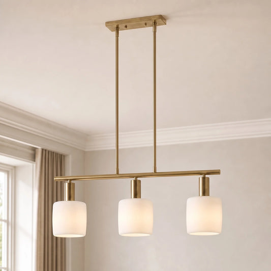 Modern Minimalist White Porcelain 3-Light Chandelier