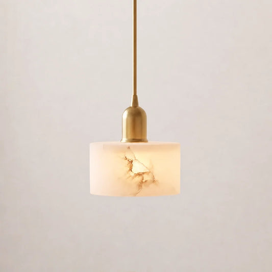 Natural Stone Alabaster Cylindrical Pendant Light