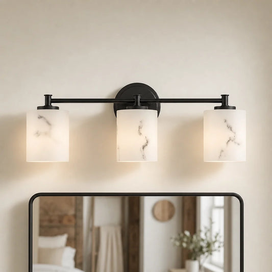 Possini Euro Stoker Rim Faux Alabaster 3-Light Wall Light