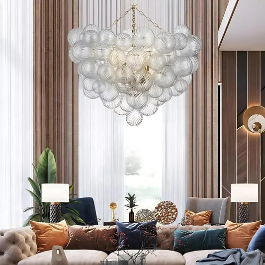 Reid Luxury Ribbed Bubble Glass Chandelier