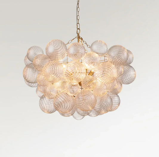 Reid Luxury Ribbed Bubble Glass Chandelier