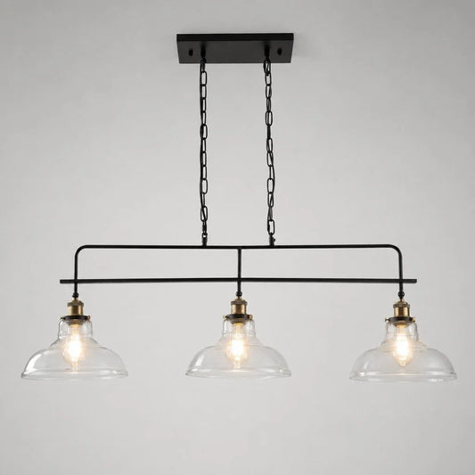 Remi Industrial Metal 3 Lights Dome Glass Chandelier