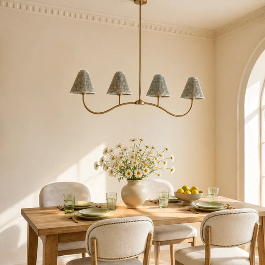 Retro 4-Light Pleated Fabric Kitchen Island Chandelier