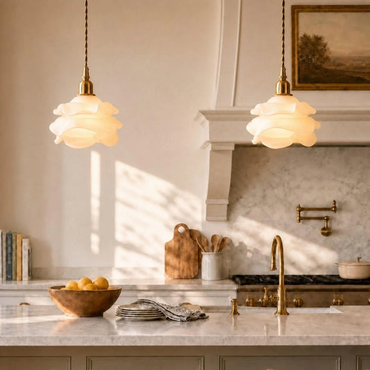 Roslyn Vintage Layered Flower Glass Pendant Light