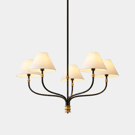 Sage Modern White Linen Conical Chandelier