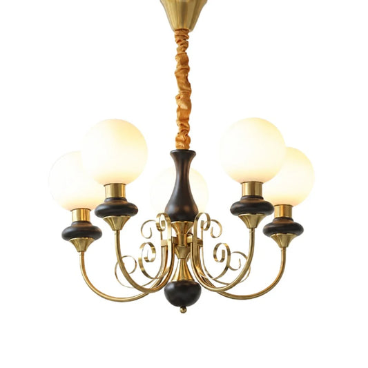 Sylvie French Country Metal Glass Globe Chandelier