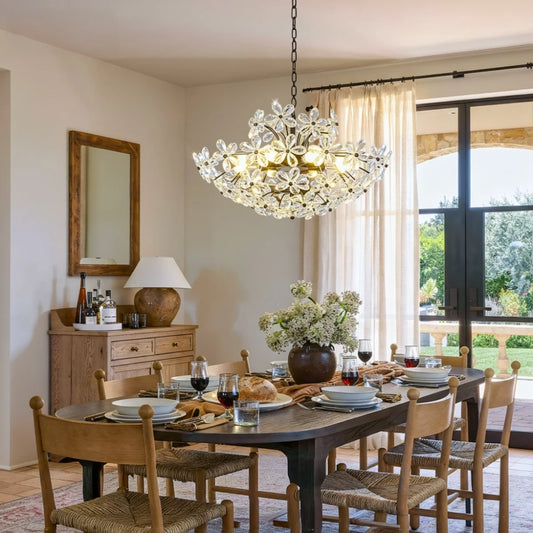 Vintage Crystal Flower Cluster Chandelier