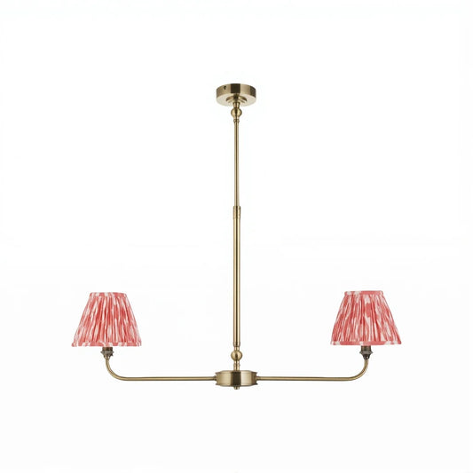 Vintage Ikat Patterned Fabric Shade Chandelier