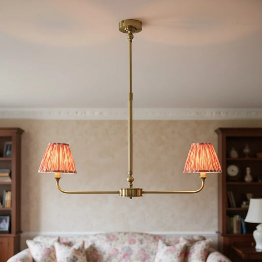 Vintage Ikat Patterned Fabric Shade Chandelier