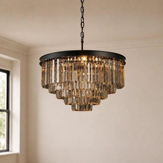 Vintage Luxury Multi Layered Crystal Chandelier for Living Room Dining Room