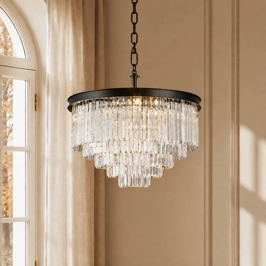 Vintage Luxury Multi Layered Crystal Chandelier for Living Room Dining Room