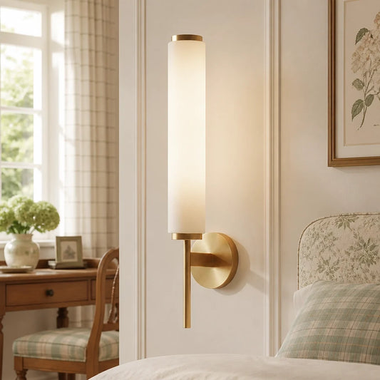 Vintage Cylindrical Alabaster Wall Lamp