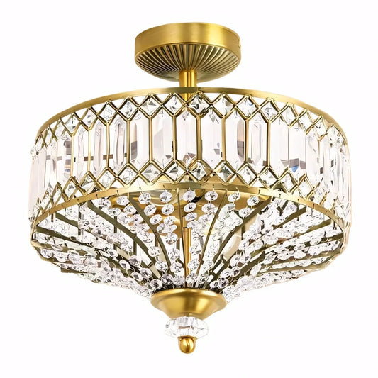 Vintage Luxury Crystal Drum Ceiling Light